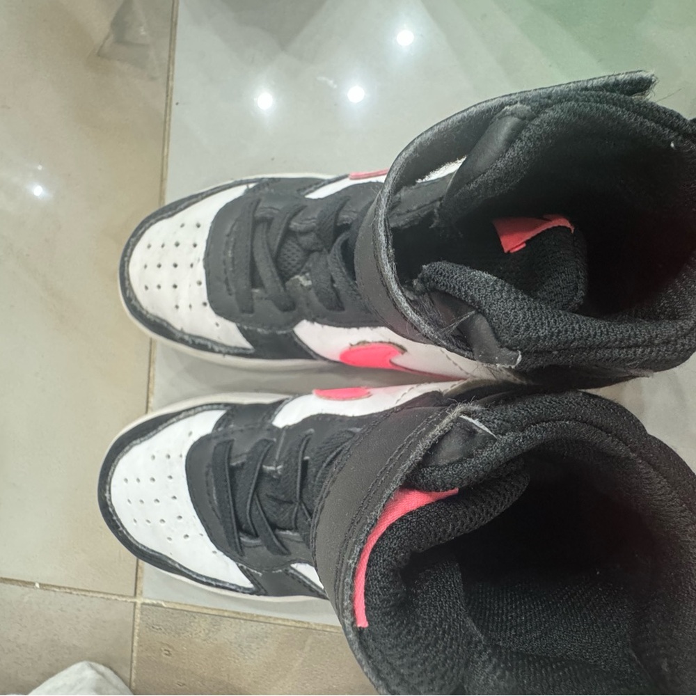 Kids Black and White High-Top Sneakers